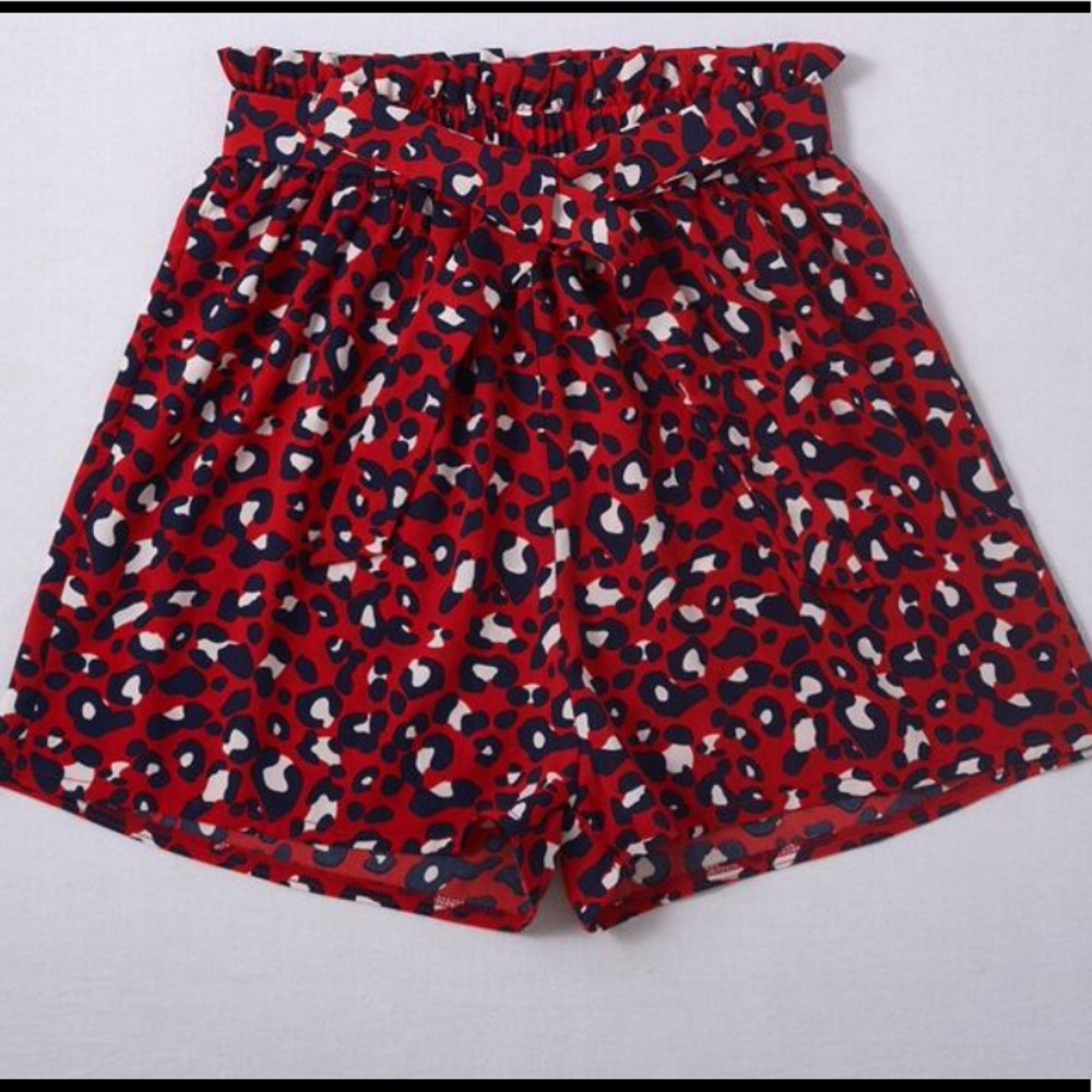 lightweight tie up red summer short